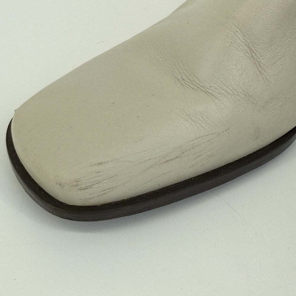 Vtg Nine West Bone White Mules Size 7.5M Block Heel Slip On Minimal 90s Square - Picture 3 of 11